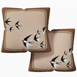 Swallows bird vintage print cushion with pad