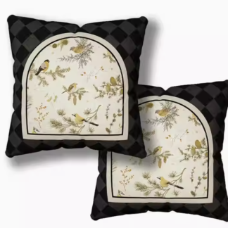 Bird garden vintage print cushion with pad